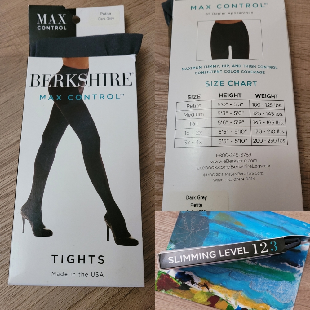 Petite Berkshire Max Control Tights Tummy Hip Thigh control Dark Grey New